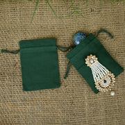 Handmade Cotton Jewelry Green Pouches, Small Gift Packaging Bags - CraftJaipur